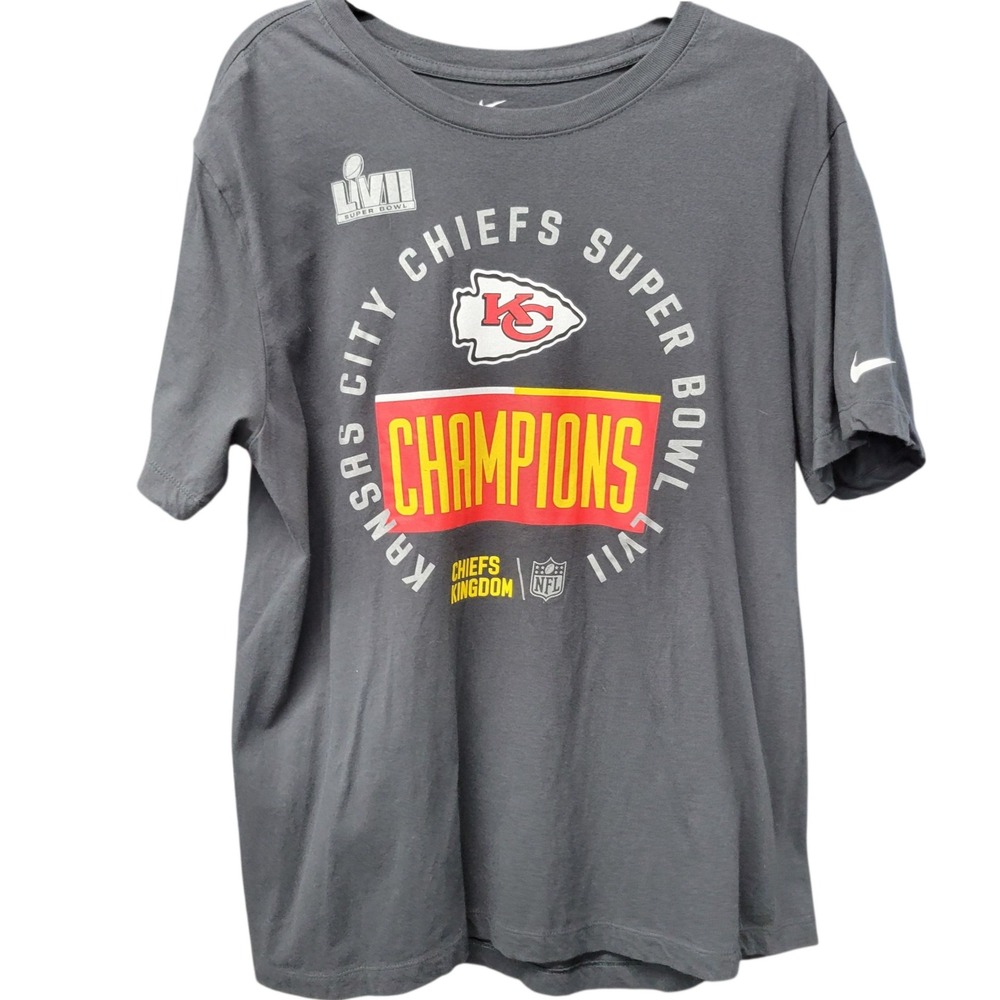 Nike Kansas City Chiefs Super Bowl LVII Champions T-Shirt Mens Large 
Gray NFL
